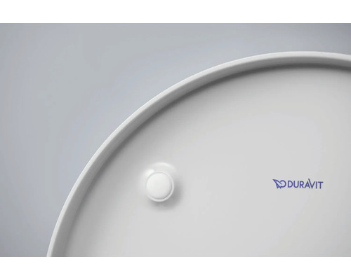 Detailný pohľad na biele keramické umývadlo s logom Duravit