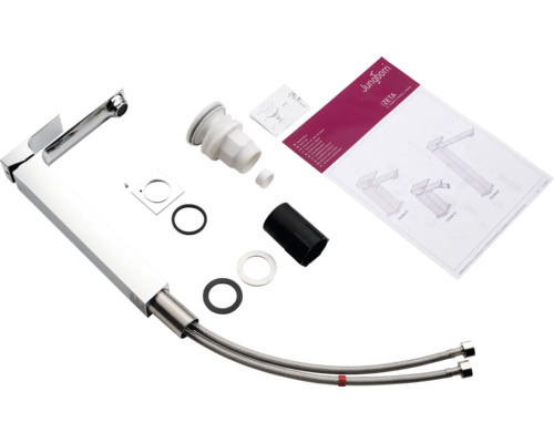 Obrázok umývadlovej batérie s príslušenstvom a montážnym návodom