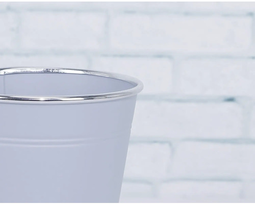 Dekoratívny kovový kvetináč so strieborným okrajom