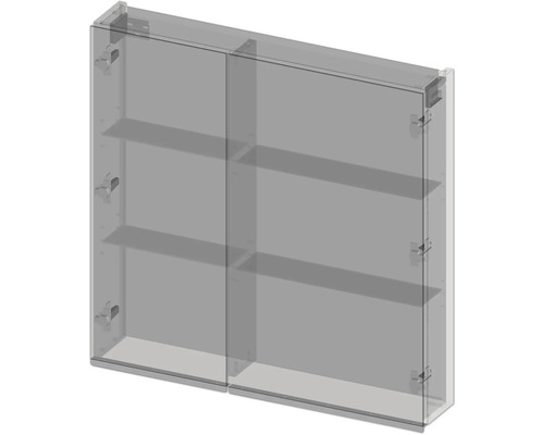 Dvojitá zrkadlová skrinka s policami