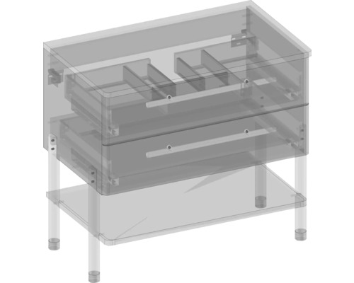 Skrinka pod umývadlo s dvomi zásuvkami a odkladacou policou