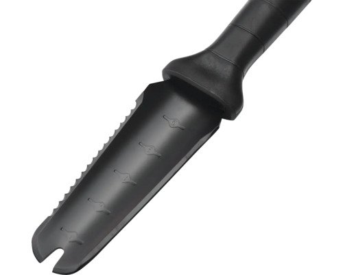 Záhradný nástroj so zúbkovaným ostrím na kopanie a sadenie