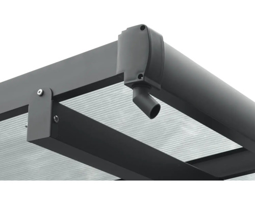 Detail terasového zastrešenia s odkvapom a priehľadnou strechou