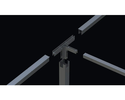 Detailný záber oceľových profilov na konštrukciu stavebného projektu