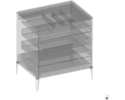 Skrinka so štyrmi zásuvkami a nohami