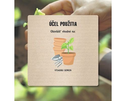 Ilustrácia použitia osiva s kvetináčmi a záhradným náradím