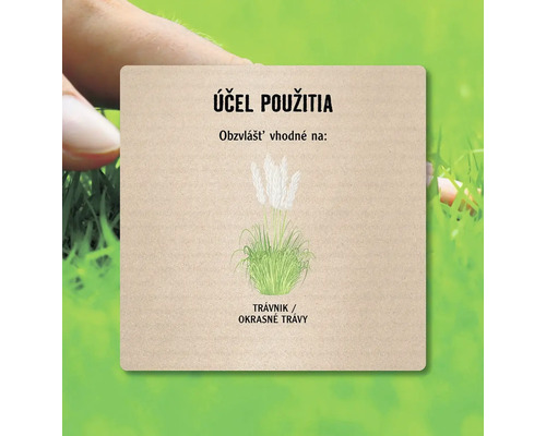 Symbol s informáciou o použití okrasných tráv v záhrade