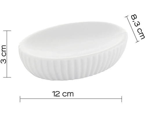 Oválna miska na mydlo s rozmermi 12 x 8,3 x 3 centimetre