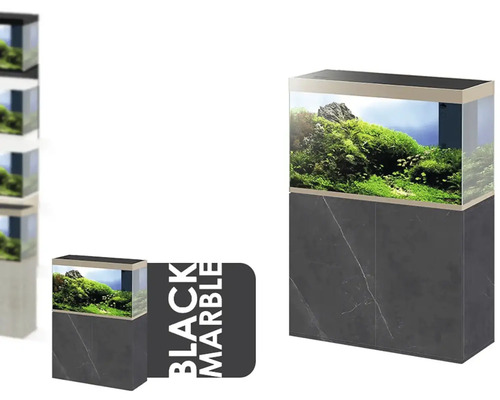 Akvarijná kombinácia so spodnou skrinkou v dekore Čierny mramor