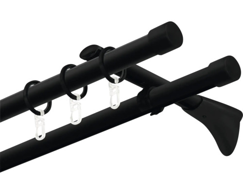 Dvojitá záclonová tyč s krúžkami a držiakmi