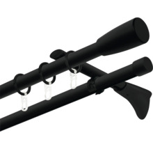 Dvojitá záclonová tyč s krúžkami a háčikmi na upevnenie záclon