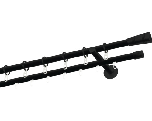 Dvojitá záclonová tyč s krúžkami a držiakmi