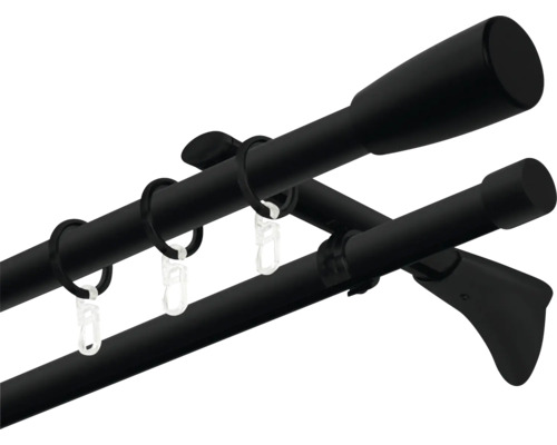 Dvojitá záclonová tyč s krúžkami a držiakmi