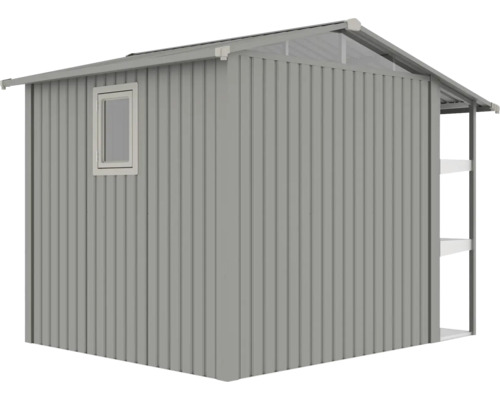 Záhradný domček s oknom a policami