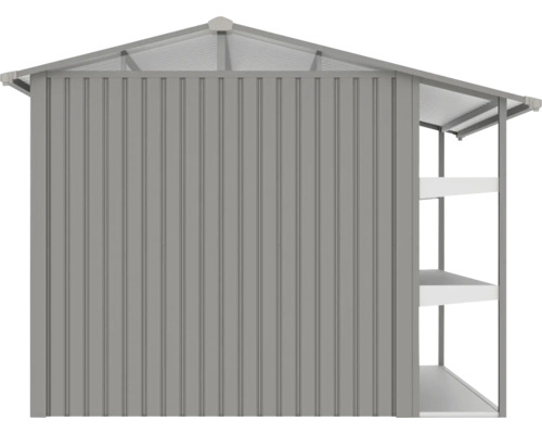 Kovová kôlňa na náradie s policami