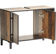 Skrinka pod umývadlo z dreveného materiálu s dvomi dvierkami a policou