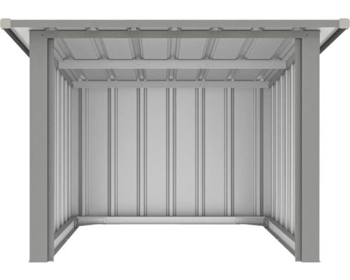 Kovový záhradný domček so strechou