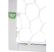 Detailný pohľad na futbalovú bránku so sieťou a logom Exit Toys.