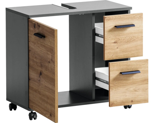 Skrinka pod umývadlo so zásuvkami a dvierkami do kúpeľne