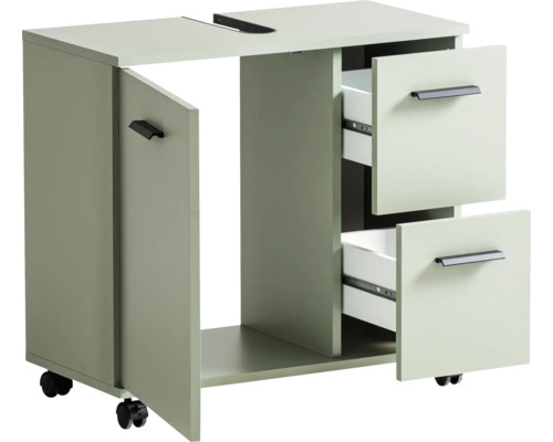 Skrinka na šijací stroj so zásuvkami a dvierkami na kolieskach