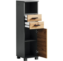 Úzka kúpeľňová skrinka s dvoma zásuvkami a jednými dverami