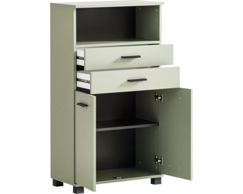 Skrinka s dvoma zásuvkami a otvorenou priehradkou