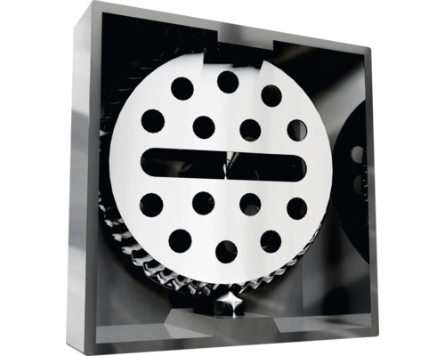 Pohľad zhora na odtok s dierovaným vzorom