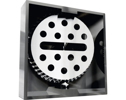 Kúpeľňový doplnok s okrúhlym, perforovaným krytom