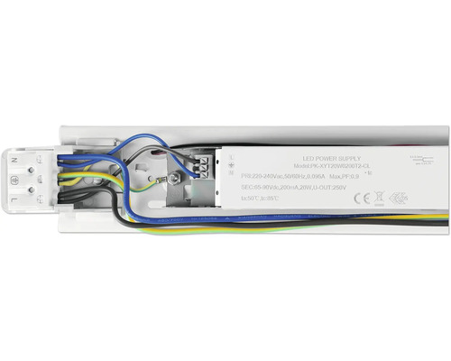 LED napájací zdroj s elektrickými káblami a pripojovacími svorkami
