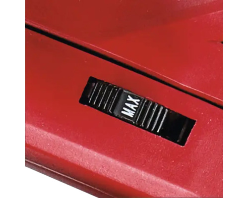 Detail posuvného ovládača s nápisom Maximum na červenom pozadí