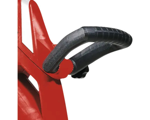 Detailný pohľad na červené stavebné zariadenie s čiernou rukoväťou