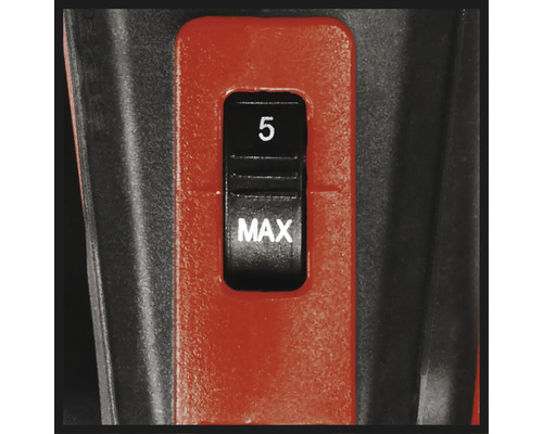 Detailný pohľad na spínač s nastavením 5 a maximálnym nastavením