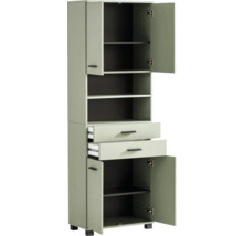 Otvorená viacúčelová skriňa s policami a zásuvkami