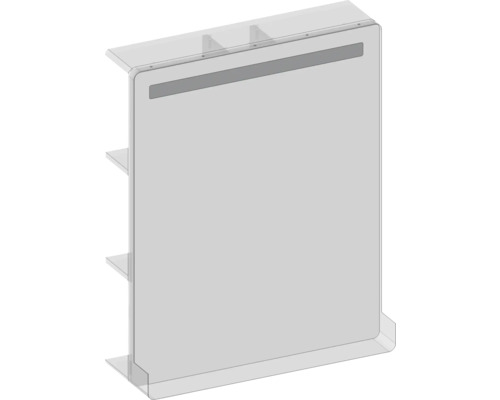 Priehľadný systém deliacich stien s policami.