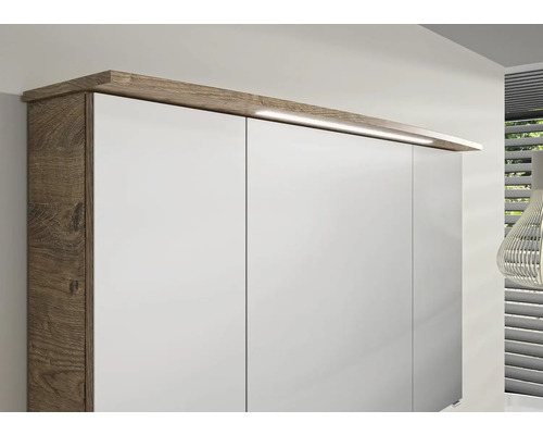 Zrkadlová skrinka s osvetlením a dreveným dekorom