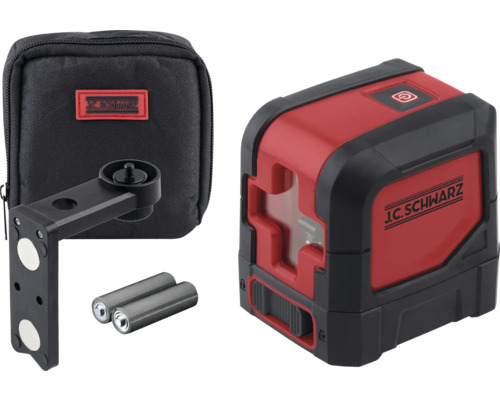 J.C. Schwarz krížový čiarový laser s puzdrom, držiakom a batériami
