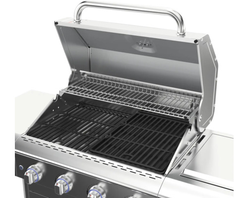 Otvorený gril s grilovacím roštom a ohrievacím roštom