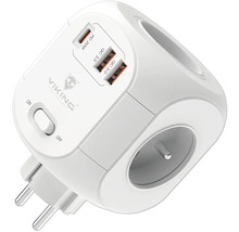 Zásuvková kocka s niekoľkými USB portami a vypínačom