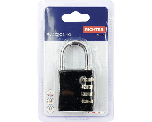 Visiaci zámok Richter s číselným kódom v balení