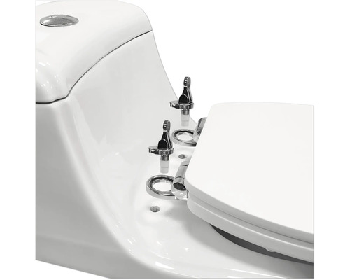 Detail bielej toalety s chrómovým kovaním