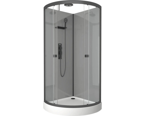 Kompletný sprchovací kút s hlavovou sprchou a sklenenými dverami