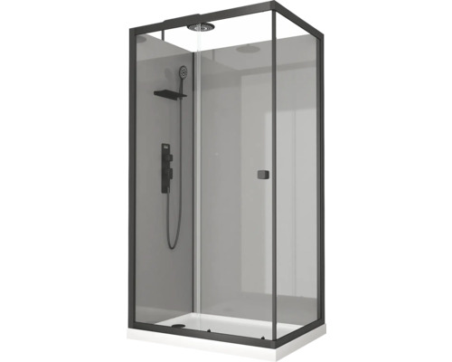 Sprchovací kabína s hornou sprchou, ručnou sprchou a termostatom