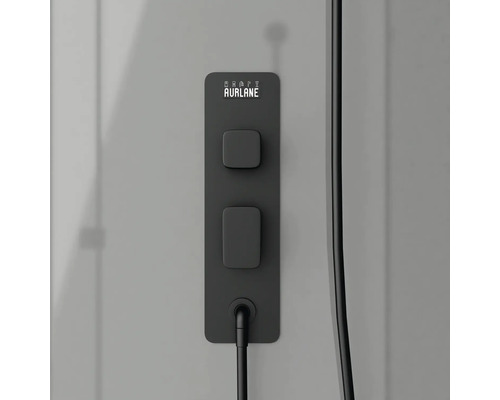 Sprchový panel Aurlane s dvoma ovládacími prvkami a digitálnym displejom.