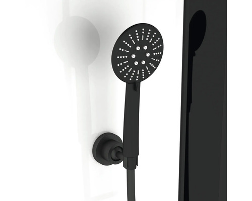 Čierna ručná sprcha s nástenným držiakom