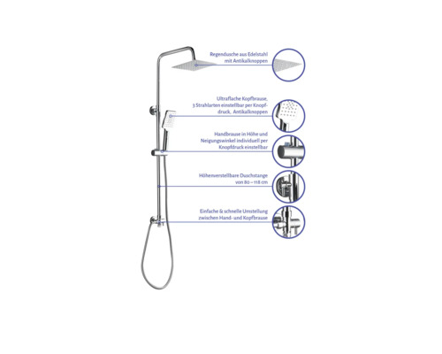 Sprchový systém s hlavovou a ručnou sprchou z nehrdzavejúcej ocele