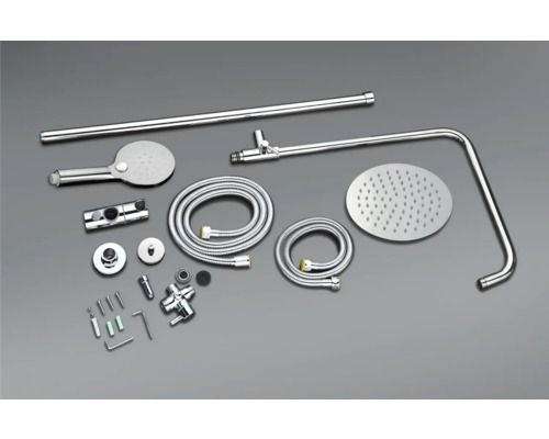 Sprchový systém s hlavovou sprchou, ručnou sprchou, sprchovou hadicou a príslušenstvom