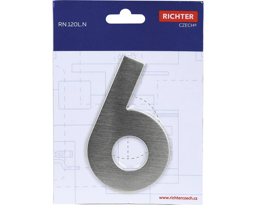 Číslo domu 6 z nehrdzavejúcej ocele od Richter Czech