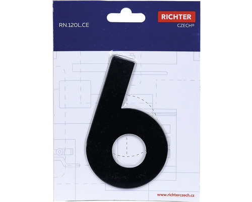 Číslo domu 6 z plastu, na upevnenie na stenu domu