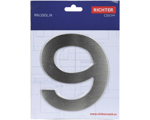 Číslo domu deväť z kovu od spoločnosti Richter Czech