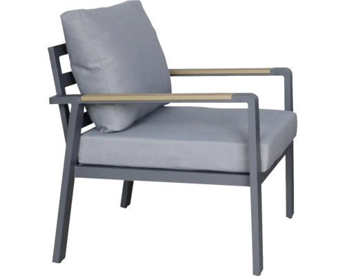 Záhradná stolička s podrúčkami, sivým rámom a sedákom